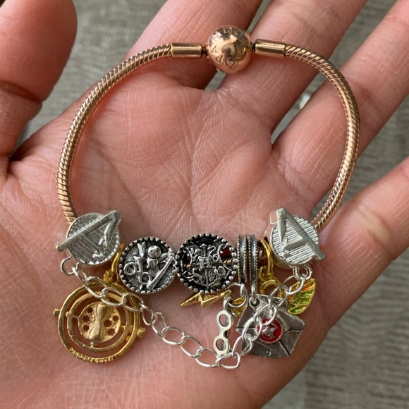 Pandora 14k Rose Gold-plated Moments Snake Bracelet w/ NEW Harry Potter Charm - Picture 2 of 14